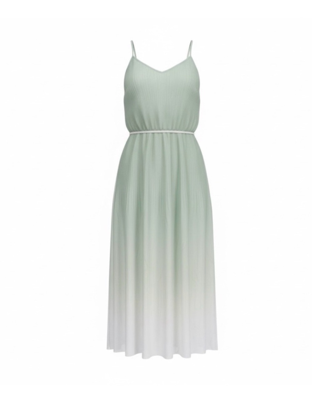 Mint Green Ombre Pleated Midi Dress with Spaghetti Straps - Picture 2 of 2